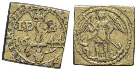 GRANDE-BRETAGNE - UNITED KINGDOM
Poids monétaire pour l’angelot d’or, par Jacques de Backer 1644, Anvers.
Dieudonné pl. VII ; Laiton - 5,12 g - 15,5 m...