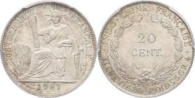 INDOCHINE - INDOCHINA
IIIe République (1870-1940). 20 cent(ièmes) 1937, Paris.
Lec.236 ; Argent - 26 mm - 6 h
PCGS MS65 (51870636). 
Fleur de coin.