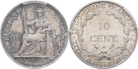 INDOCHINE - INDOCHINA
IIIe République (1870-1940). 10 cent(ièmes) 1899, A, Paris.
Lec.141 ; Argent - 19 mm - 6 h
PCGS MS64 (51870615). 
Fleur de coin....