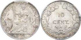 INDOCHINE - INDOCHINA
IIIe République (1870-1940). 10 cent(ièmes) 1900, A, Paris.
Lec.142 ; Argent - 19 mm - 6 h
PCGS MS63 (51870616). 
Superbe à Fleu...