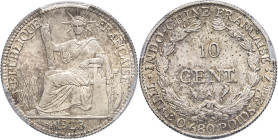 INDOCHINE - INDOCHINA
IIIe République (1870-1940). 10 cent(ièmes) 1923, A, Paris.
Lec.164 ; Argent - 19 mm - 6 h
PCGS MS63 (51870631). 
Superbe.