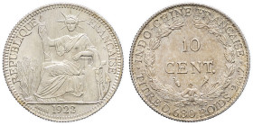 INDOCHINE - INDOCHINA
IIIe République (1870-1940). 10 cent(ièmes) 1923, A, Paris.
Lec.164 ; Argent - 2,68 g - 19 mm - 6 h
Superbe.
