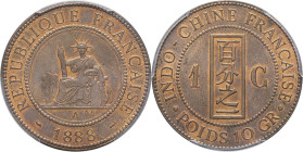 INDOCHINE - INDOCHINA
IIIe République (1870-1940). 1 centième 1888, A, Paris.
Lec.40 - KM.1 ; Bronze - 31 mm - 6 h
C’est le second plus haut grade ! (...