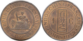 INDOCHINE - INDOCHINA
IIIe République (1870-1940). 1 centième 1892, A, Paris.
Lec.43 - KM.1 ; Bronze - 31 mm - 6 h
Top Pop : c’est le plus bel exempla...