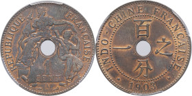 INDOCHINE - INDOCHINA
IIIe République (1870-1940). 1 cent 1903, A, Paris.
Lec.59 ; Bronze - 27,5 mm - 6 h
Top Pop : c’est le plus bel exemplaire gradé...