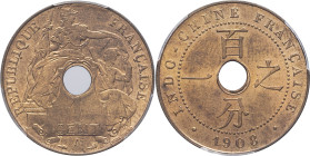 INDOCHINE - INDOCHINA
IIIe République (1870-1940). 1 cent 1908, A, Paris.
Lec.65 ; Bronze - 27,5 mm - 6 h
Top Pop : c’est le plus bel exemplaire gradé...