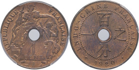 INDOCHINE - INDOCHINA
IIIe République (1870-1940). 1 cent 1920, A, Paris.
Lec.80 ; Bronze - 26 mm - 6 h
C’est le second plus haut grade ! (8).
PCGS MS...