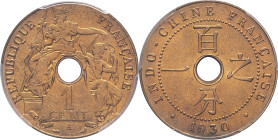 INDOCHINE - INDOCHINA
IIIe République (1870-1940). 1 cent 1930, A, Paris.
Lec.95 ; Bronze - 26 mm - 6 h
C’est le second plus haut grade ! (9).
PCGS MS...