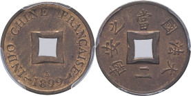 INDOCHINE - INDOCHINA
IIIe République (1870-1940). Sapèque 1899, A, Paris.
Lec.15 ; Bronze - 20 mm - 6 h
PCGS MS63RB (51870792). 
Superbe à Fleur de c...