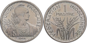 INDOCHINE - INDOCHINA
Gouvernement provisoire de la République française (1944-1946). Essai de 1 piastre, Frappe spéciale (SP) 1946, Paris.
Lec.315 ; ...
