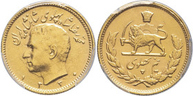 IRAN - IRAN
Mohammad Reza Pahlavi (1941-1979). 1/2 pahlavi SH 1330 (1951), Téhéran.
KM.1161 - Fr.102 ; Or - [4,07] g - 19 mm - 1 h
PCGS Genuine Mount ...