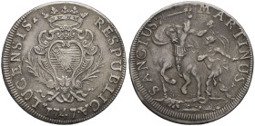 ITALIE - ITALY
Lucques (république de) (1369-1799). Scudo 1747, Lucques.
MIR.237/7 - KM.53 - Dav.1373 ; Argent - 26,31 g - 43,5 mm - 6 h
TTB.