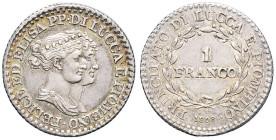 ITALIE - ITALY
Lucques, Elisa Bonaparte et Felix Baciocchi (1805-1814). 1 franco 1808, Florence.
KM.23 - G.IT 45 - DMP.944 ; Argent - 4,97 g - 23 mm -...
