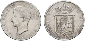 ITALIE - ITALY
Naples et Sicile, François II (1859-1869). 120 grana 1859, Naples.
MIR.537 - M.1259 - KM.831 ; Argent - 27,24 g - 37 mm - 6 h
Exemplair...