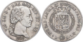 ITALIE - ITALY
Savoie-Sardaigne, Victor-Emmanuel Ier (1814-1821). 5 lire 1818, Tête d’aigle, Turin.
Cud.1141c - M.26 - KM.113 ; Argent - 37 mm - 6 h
P...