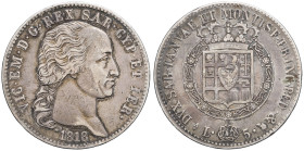 ITALIE - ITALY
Savoie-Sardaigne, Victor-Emmanuel Ier (1814-1821). 5 lire 1818, Tête d’aigle, Turin.
Cud.1141c - M.26 - KM.113 ; Argent - 37 mm - 6 h
T...