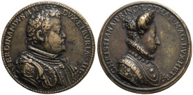 ITALIE - ITALY
Toscane (Grand-duché de), Ferdinand I de Médicis (1587-1609). Médaille, Ferdinand I et Christine de Lorraine, par Michele Mazzafirri 15...
