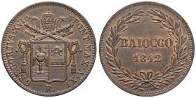 ITALIE - ITALY
Vatican, Grégoire XVI (1831-1846). Baiocco 1842 - XI, R, Rennes.
MIR.3110/17 - KM.1320 ; Cuivre - 9,91 g - 30,2 mm - 6 h
Superbe.