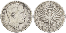 ITALIE - ITALY
Victor-Emmanuel III (1900-1946). 2 lire 1903, R, Rome.
Cud.1253 - Pag.725 ; Argent - 9,81 g - 27 mm - 6 h
Plus petite quantité frappée ...