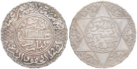 MAROC - MOROCCO
Hassan Ier (1873-1894). 5 dirhams AH 1311 (1894), Paris.
Lec.159 - KM.7 ; Argent - 14,52 g - 33 mm - 12 h
TTB.
