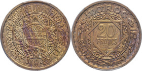 MAROC - MOROCCO
Mohammed V (1927-1961). Essai de 20 francs en cupro-nickel, Frappe spéciale (SP) AH 1366 (1947), Paris.
Lec.273 - KM.E36 ; Cupro-nicke...