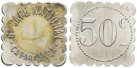 MAROC - MOROCCO
IIIe République (1870-1940). Monnaie de nécessité, Grand café national à Casablanca, 50 centimes ND.
Élie 25.4 - Lec.319 ; Maillechort...