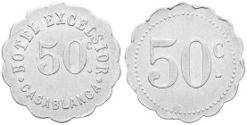 MAROC - MOROCCO
IIIe République (1870-1940). Monnaie de nécessité, Hôtel Excelsior à Casablanca, 50 centimes ND.
Élie 30.4 - Lec.321 = cet exemplaire ...
