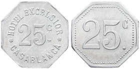 MAROC - MOROCCO
IIIe République (1870-1940). Monnaie de nécessité, Hôtel Excelsior à Casablanca, 25 centimes ND.
Élie 30.3 - Lec.320 = cet exemplaire ...