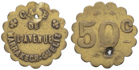 MAROC - MOROCCO
IIIe République (1870-1940). Monnaie de nécessité, Café de l’avenue à Marrakech-Gueliz, 50 centimes ND.
Élie 10.2 - Lec.328 = cet exem...
