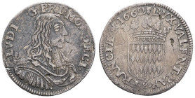 MONACO - MONACO
Louis Ier (1662-1701). Pièce de 5 sols ou 1/12e d’écu 1662, Monaco.
G.MC50 - CC.69 ; Argent - 2,12 g - 21 mm - 12 h
Petits défauts de ...