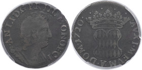 MONACO - MONACO
Antoine Ier (1701-1731). Pezzetta de 6 sols, sans les rosettes 1720, Monaco.
G.MC91a ; Billon - 4,18 g - 25,5 mm - 6 h
PCGS Genuine To...