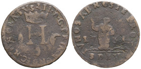 MONACO - MONACO
Honoré III (1733-1795). Dardenne ou 6 deniers 1735, Monaco.
G.MC97 - CC.171 ; Cuivre - 3,93 g - 25 mm - 12 h
Variété PROTE. MONOEC. Fl...