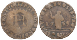 MONACO - MONACO
Honoré III (1733-1795). Dardenne ou 6 deniers 1735, Monaco.
G.MC97 - CC.171 ; Cuivre - 2,96 g - 25 mm - 6 h
B à TB.