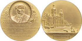 MONACO - MONACO
Albert Ier (1889-1922). Médaille, cinquantenaire de la Société des Bains de Mer créée par François Blanc, par T. Szirmai 1913, Paris (...