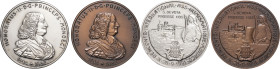 MONACO - MONACO
Rainier III (1949-2005). Coffret de deux médailles, Honoré II, Xe rencontre internationale de l’Association numismatique de Monaco, pa...
