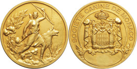 MONACO - MONACO
Rainier III (1949-2005). Médaille, Société canine de Monaco, par Falcucci ND, Paris (Fraisse-Demey éd.).
Bronze doré - 49,55 g - 50 mm...