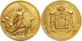 MONACO - MONACO
Rainier III (1949-2005). Médaille, Société canine de Monaco, par Falcucci ND, Paris (Fraisse-Demey éd.).
Bronze doré - 57,47 g - 50 mm...