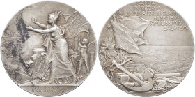 RUSSIE - RUSSIA
Nicolas II (1894-1917). Médaille, arrivée de Nicolas II à Cherbourg, par F. Vernon 1897, Paris.
Maz.1899, 36 - Diakov 1215 ; Argent - ...