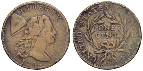 USA - UNITED STATES OF AMERICA
République fédérale des États-Unis d’Amérique (1776-à nos jours). One cent, Liberté au bonnet 1794, Philadelphie.
KM.13...