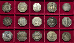 LOT - LOT
Jetons. Lot de 15 jetons ND.
Argent - total : 266,30 g
TTB à Superbe.
Compagnie d’assurances solidaire du Havre 1783 - L’Urbaine, assurances...