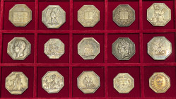 LOT - LOT
Jetons. Lot de 15 jetons ND.
Argent - total : 259,90 g
TTB à Superbe.
Banque de Bordeaux 1819 (proue) - Compagnie l’Aigle assurances contre ...