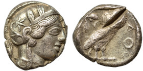 ATTICA. Athens. Circa 454-404 BC. Tetradrachm (silver, 16.87 g, 24 mm). Helmeted head of Athena right. Rev. Owl standing right, head facing, closed ta...