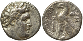 PHOENICIA. Tyre. 126/5 BC-AD 65/6. Half Shekel (silver, 6.40 g, 21 mm), CY 7 (86/5 BC). Laureate head of Melkart right, lion skin around neck. Rev. TV...