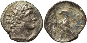PHOENICIA. Tyre. 126/5 BC-AD 65/6. Half Shekel (silver, 6.57 g, 20 mm). Laureate head of Melkart right, lion skin around neck. Rev. TVPOV IEPAΣ KAI AΣ...