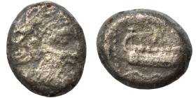 PHOENICIA. Arados. Uncertain king. Circa 348/7-339/8 BC. 1/3 Shekel (silver, 2.87 g, 12 mm). Laureate head of Ba'al-Arwad right. Rev. Galley right, ab...