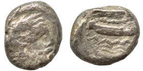 PHOENICIA. Arados. Uncertain king. Circa 348/7-339/8 BC. 1/3 Shekel (silver, 3.08 g, 13 mm). Laureate head of Ba'al-Arwad right. Rev. Galley right, ab...
