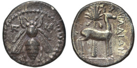 PHOENICIA. Arados. Circa 172/1-111/0 BC. Drachm (silver, 3.80 g, 18 mm). Bee with straight and open wings. Rev. ΑΡΑΔΙΩΝ Stag standing to right; behind...