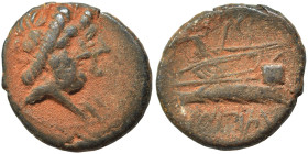 PHOENICIA. Arados. Circa 137/6-52/1 BC. Ae (bronze, 3.04 g, 16 mm). Jugate busts right of Zeus, laureate, and Astarte, veiled. Rev. Prow of galley lef...