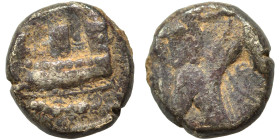 PHOENICIA. Sidon. Time of Ba'alšillem I-Ba'ana, circa 425-401 BC. 1/16 Shekel (silver, 0.87 g, 7 mm). The Persian Great King standing right, drawing b...