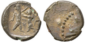 PHOENICIA. Sidon. Ba'alšillem II, circa 401-366 BC. 1/16 Shekel (silver, 0.54 g, 9 mm). Phoenician galley left, waves below. Rev. Persian king or hero...